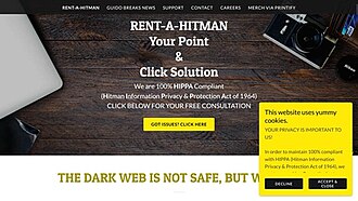 A website homepage with mostly white text overlaid on a wooden background