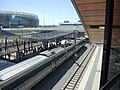 The purpose-built Perth Stadium railway station, serviced by Transperth's Armadale and Thornlie Line services