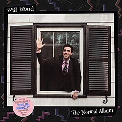 Will Wood reaches out and waves from an open window; the picture is surrounded by a black frame with colorful zig-zags scattered around and the album's name and author written in a serif font that has been wriggled around