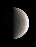 Image from about 94,500 km (58,700 mi) of Jupiter's southern polar region (27 August 2016)