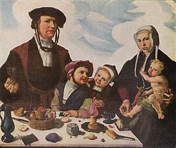 Maarten van Heemskerck (1498–1574), Family of Pieter Jan Foppesz, prior to c.1532, considered the first family portrait, in Dutch portraiture.[53]