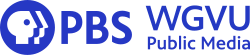 The PBS logo next to, on two lines, the words "W G V U" and "Public Media" in a sans serif typeface