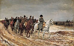Painting depicting Napoleon and his marshals during the campaign of France