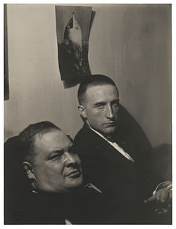 Man Ray, 1920, Three Heads (Joseph Stella and Marcel Duchamp, painting bust portrait of Man Ray above Duchamp), gelatin silver print, 20.7 x 15.7 cm, Museum of Modern Art, New York