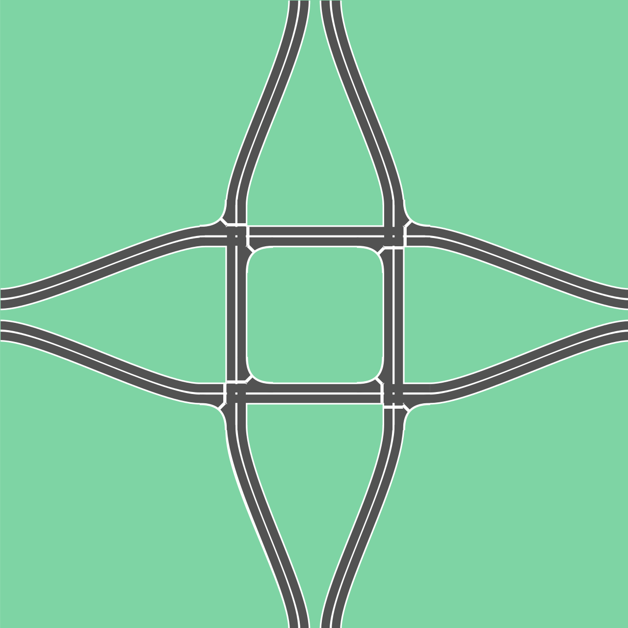 Center town intersection (TCI) (grn).svg