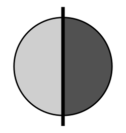 Diagram of a circle divided into two sides