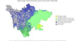 Köppen–Geiger climate classification map at 1-km resolution for Sichuan (China) for 1991–2020