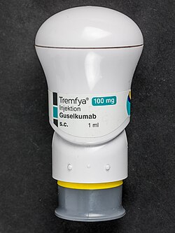 An autoinjector with 100 mg Tremfya, Guselkumab,