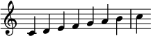 {
\override Score.TimeSignature #'stencil = ##f
\relative c' {
\clef treble
\time 7/4 c4 d e f g a b c
} }