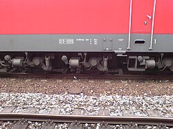 Side view of three axle bogie