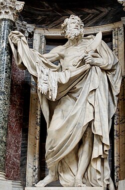 Statue of Bartholomew at the Archbasilica of St. John Lateran by Pierre Le Gros the Younger