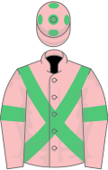 Pink, Emerald Green cross belts, armlets and spots on cap