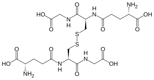 2D representation of the chemical structure of glutathione disulfide.