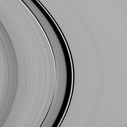 Orbital resonance in Saturn's rings.