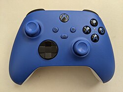 Front view of the Xbox Series X and Series S wireless controller, showing the additional share button and revised cosmetics.