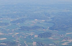 Aerial view of Rumendingen village and surroundings