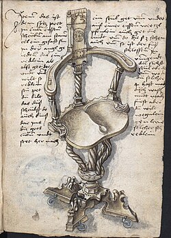 Concept of a rotating chair with swivel wheels from Löffelholz-codex from Nuremberg, Germany, dated 1505