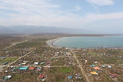 Aerial view of Divilacan after Typhoon Megi (Juan) in October 2010