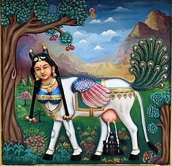Kamadhenu, a Hindu cow goddess. Arulmigu Rajamariamman Temple, Johor Bahru, Malaysia