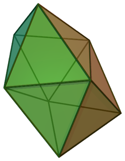 Snub disphenoid: both Johnson solid and deltahedron, consisting of twelve equilateral triangles. It is D2d of order 8, the same symmetries as a tetragonal disphenoid.[19][21] Its dual is elongated gyrobifastigium, an octahedron.