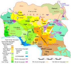 Map of languages of Nigeria, Cameroon, and Benin