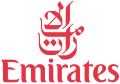 The Emirates logo is written in traditional Arabic calligraphy