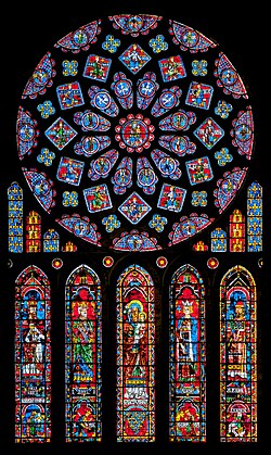 North transept windows in the Chartres Cathedral (Chartres, France)