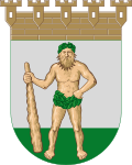 The coat of arms of the city of Lappeenranta, Finland features the "wild man";[250] since the Swedish name of the city Villmanstrand[bg] stood for ("Vildman strand", i.e., "wildman's strand").[251][252][bh]