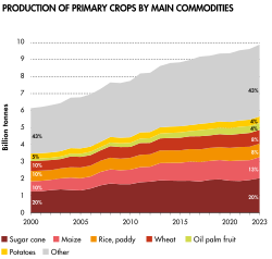 World production of primary crops by main commodities