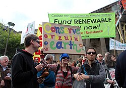 People in Melbourne celebrate World Environment Day 2011 with a rally to fund renewable energy.[31]