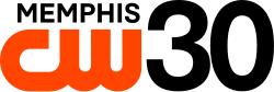 In orange, The CW network logo with the word Memphis above it, right-aligned in black, and a black 30 to the right of the network logo.