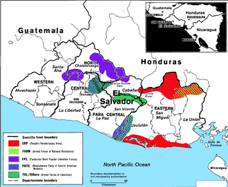 A map of the locations of FMLN members during the civil war