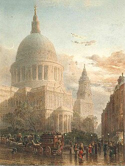St Paul's Cathedral (painted by Edward Goodall in 1850) was completed in 1710.