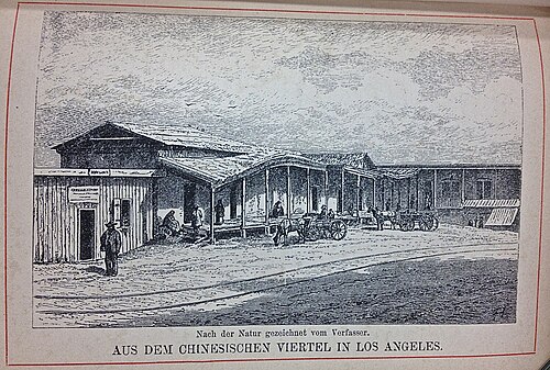 Old Chinatown stretched from Sanchez Street across Los Angeles Street to what is now Union Station. c.1885.