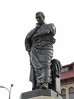 Statue of Ovid in front of the National History Museum of Constanța.