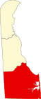 State map highlighting Sussex County