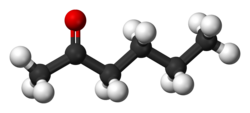 Ball-and-stick model of hexan-2-one