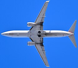 The 737NG with improved CFM56-7 engines and redesigned larger wing