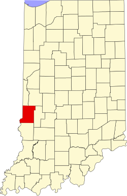 Vigo County's location in Indiana