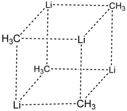 Skeletal formula of tetrameric methyllithium with all implicit hydrogens shown