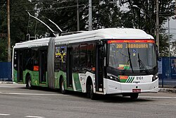 Busscar trolleybus serving in São Paulo