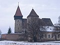 The medieval Evangelical Lutheran Transylvanian Saxon fortified church of Brateiu/Pretai in winter