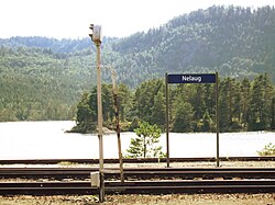 View from the railway station looking out on the lake