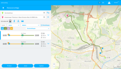 Transit information display from Digitransit Ulm derived from GTFS data