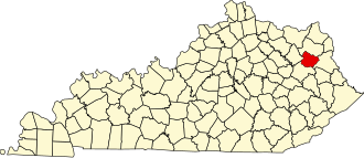Map of Kentucky highlighting Elliott County
