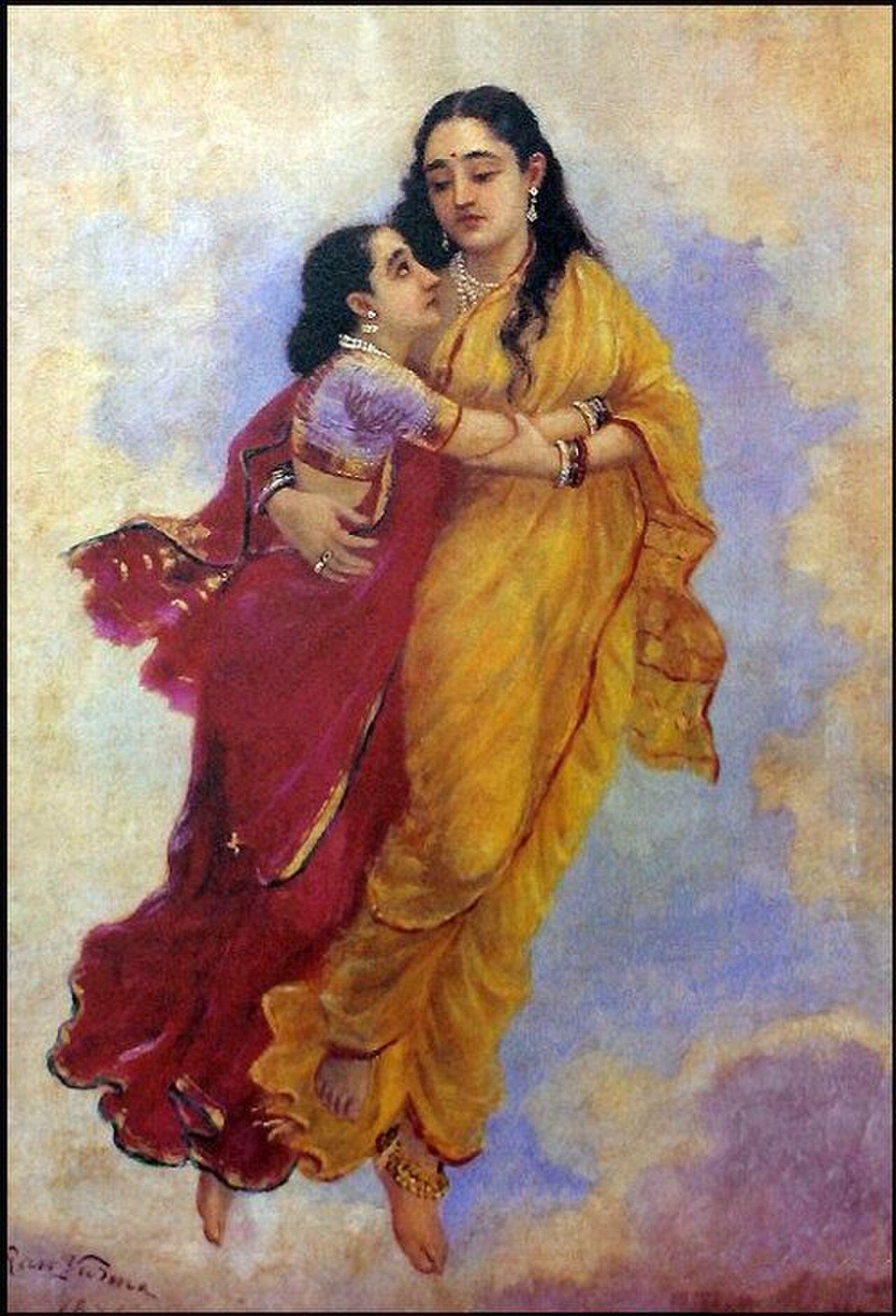 Raja Ravi Varma, Menaka and Sakunthala (1891).jpg