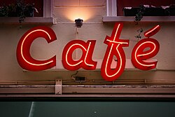 "Café" neon sign in Breda, Netherlands