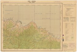 Map showing a small cape with a bay on either side