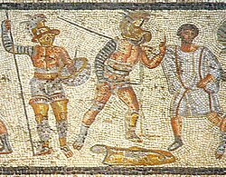 The Zliten mosaic showing gladiators, 2nd century AD