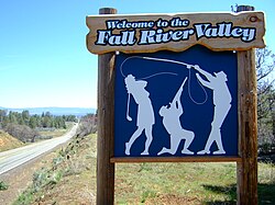 Sign welcoming visitors to Fall River Valley